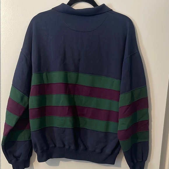 Navy Striped Polo Sweatshirt - Picture 7 of 7